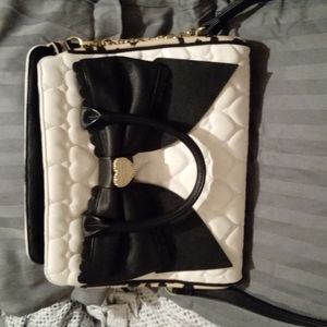 Betsey Johnson Ivory and Black Bow Purse